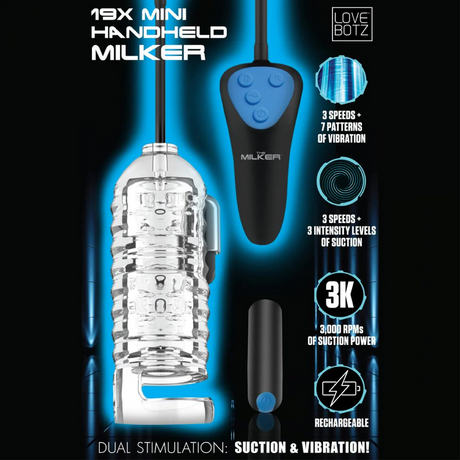 Masturbator Mini Handmelker Schwarz 28 cm