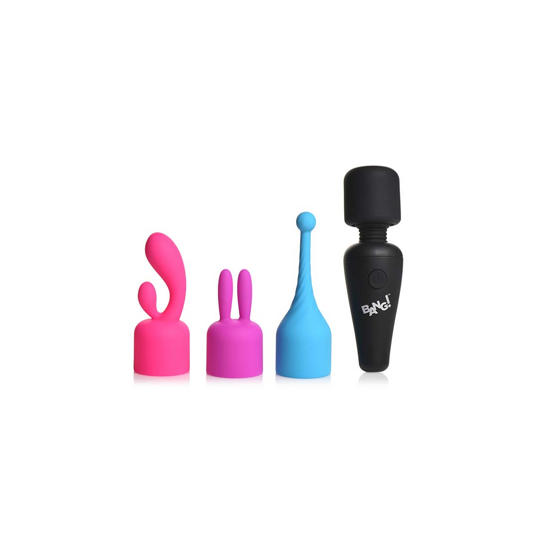 Massagestab Mini mit 3 Aufsätzen Schwarz