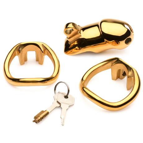 Peniskäfig Midas abschließbar 18 Karat vergoldet Gold 12,4 cm