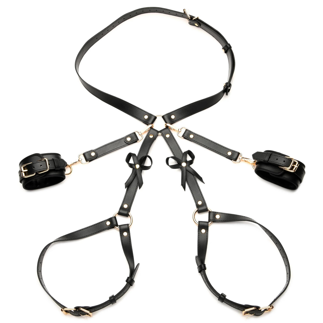 Bondage-Geschirr mit Schleifen Schwarz M/L