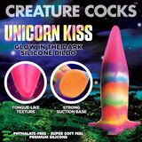 Dildo Einhornzunge nachtleuchtend Silikon Multicolor 18,8 cm