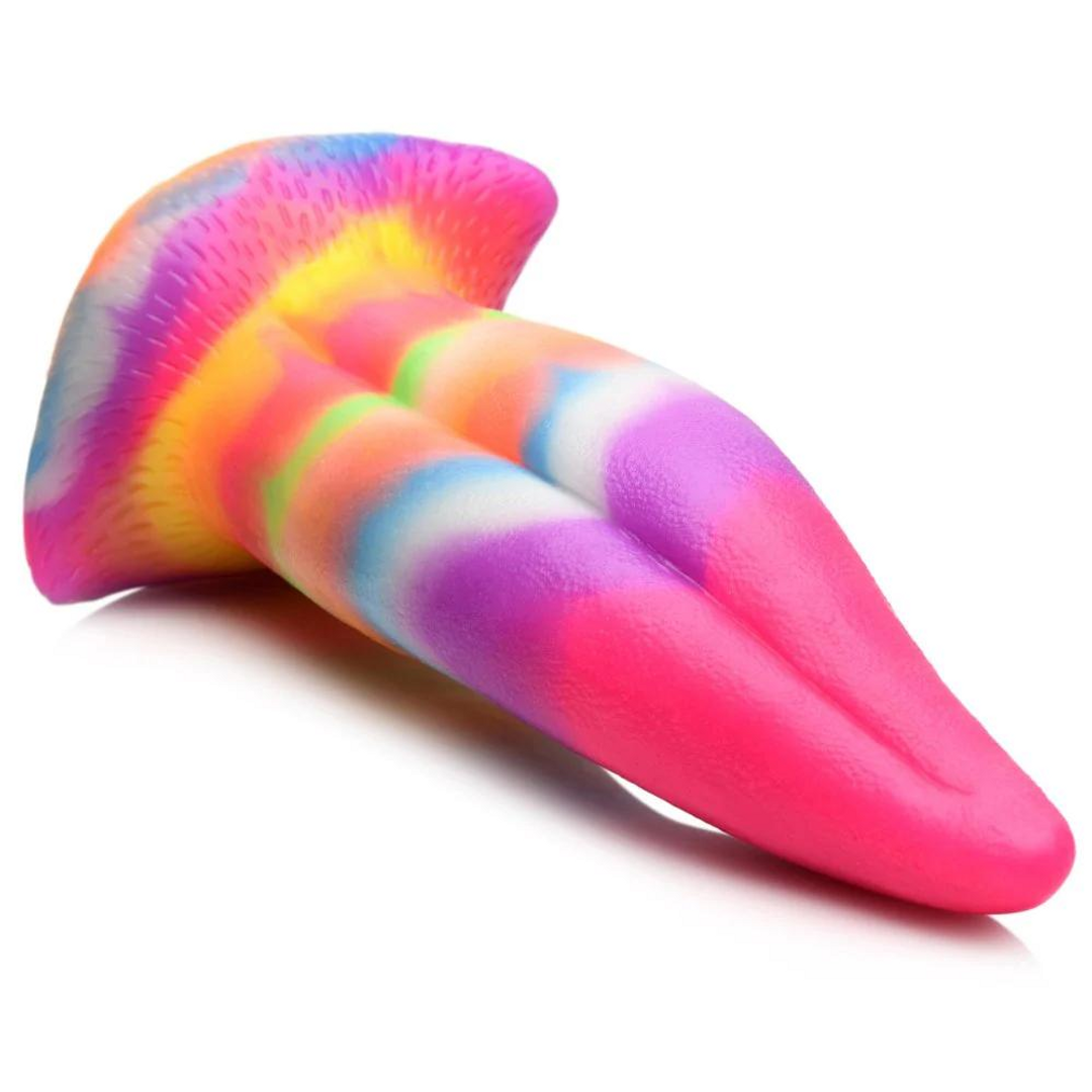 Dildo Einhornzunge nachtleuchtend Silikon Multicolor 18,8 cm