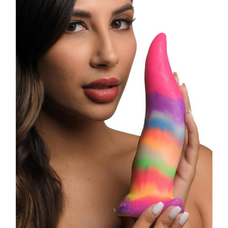 Dildo Einhornzunge nachtleuchtend Silikon Multicolor 18,8 cm