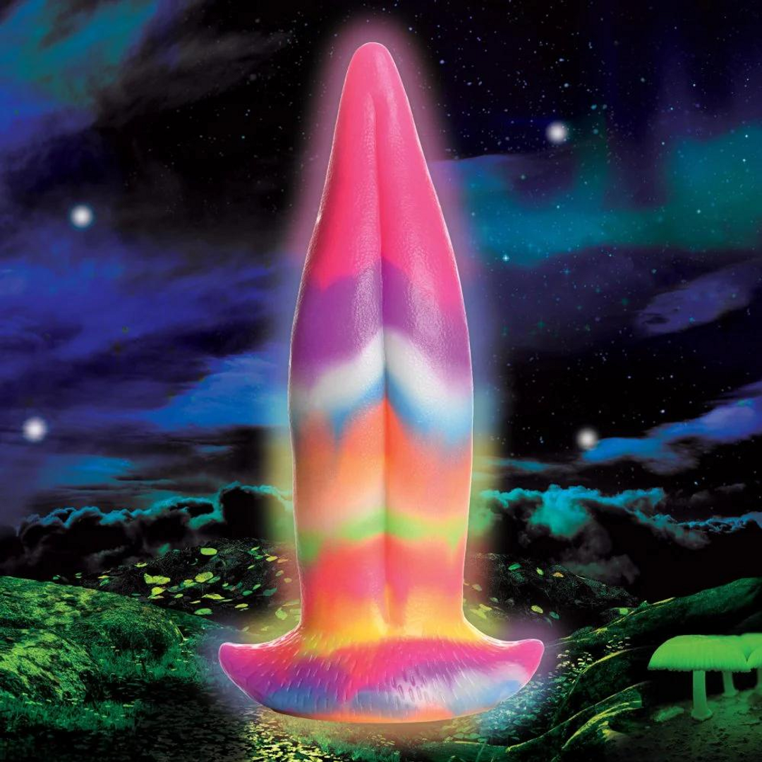 Dildo Einhornzunge nachtleuchtend Silikon Multicolor 18,8 cm