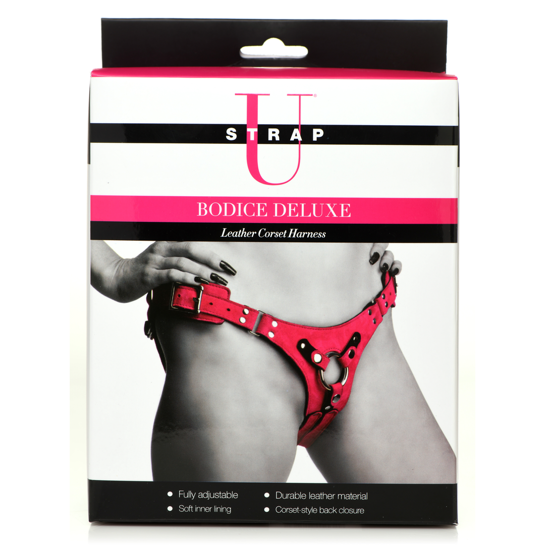 Korsett-Gurt Bodice Deluxe Leder Pink