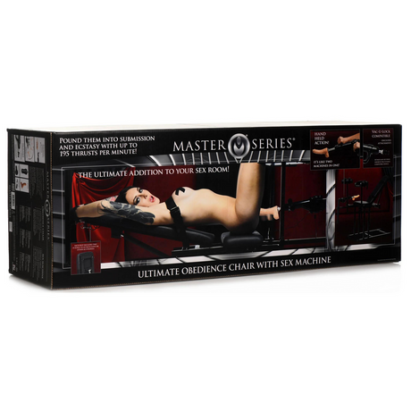 Gehorsamsstuhl mit Sexmaschine Schwarz 14 cm