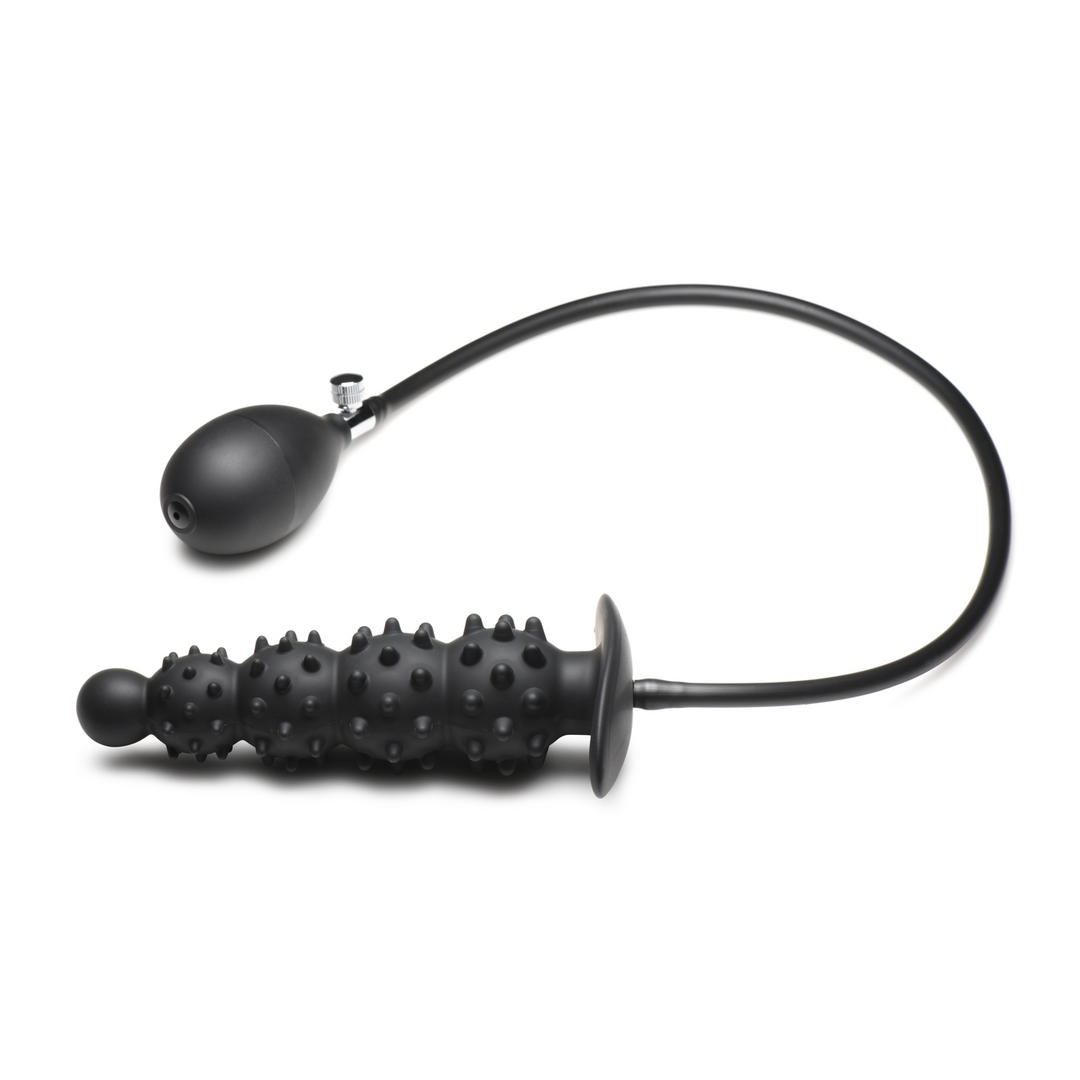 Analplug Ass Puffer aufblasbar mit Noppen Silikon Schwarz 19,7 x Ø 5,1 cm