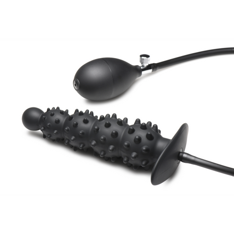 Analplug Ass Puffer aufblasbar mit Noppen Silikon Schwarz 19,7 x Ø 5,1 cm