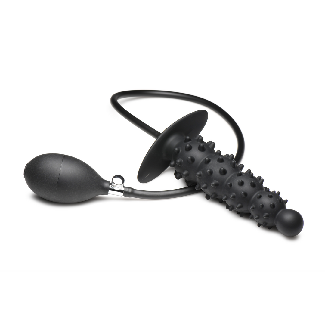 Analplug Ass Puffer aufblasbar mit Noppen Silikon Schwarz 19,7 x Ø 5,1 cm