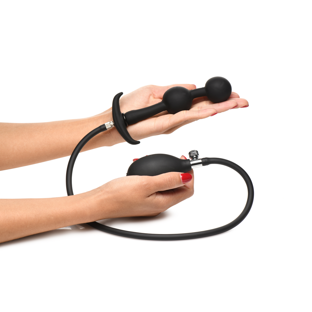 Analplug Ass Rattler aufblasbar mit Gewicht Silikon Schwarz 12 cm