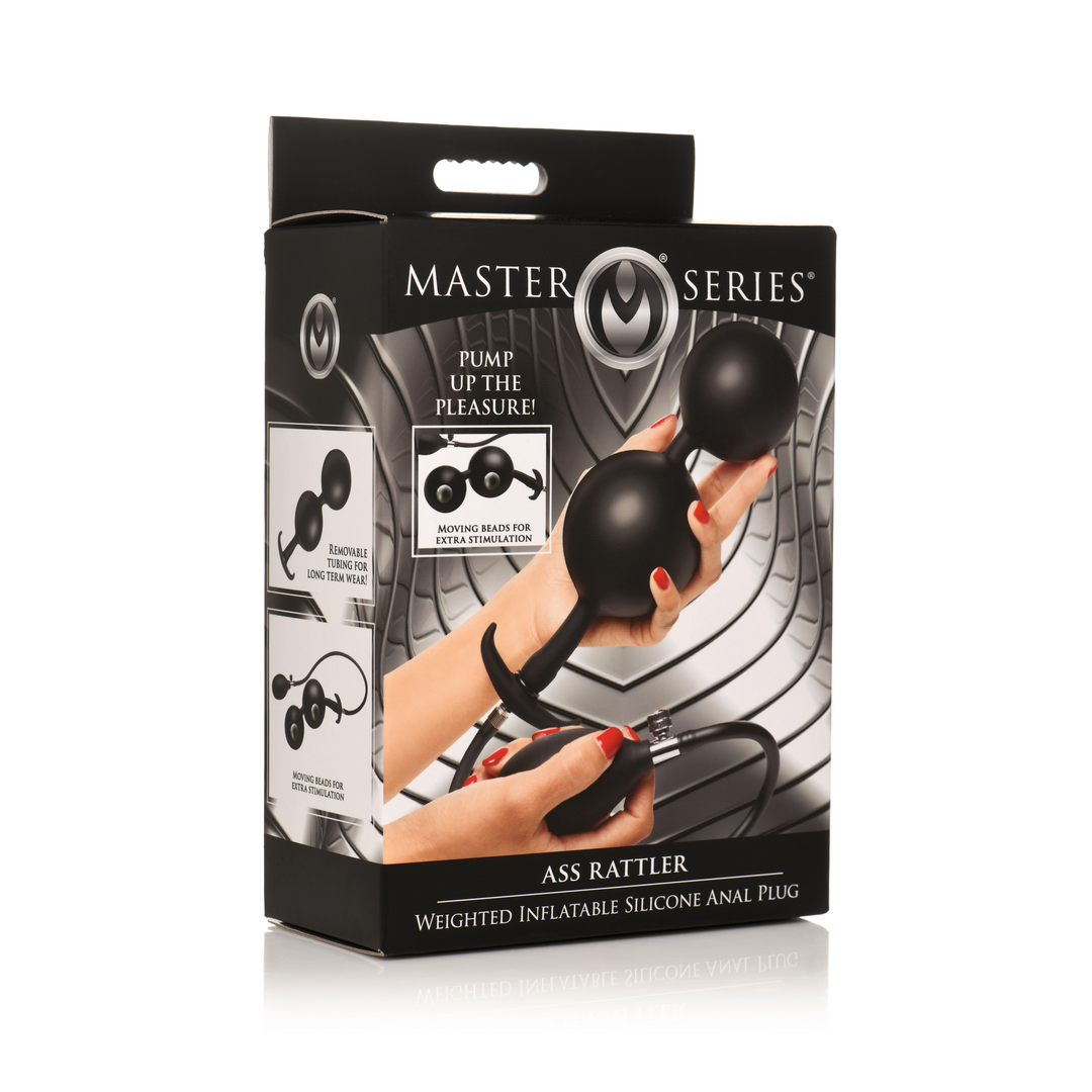 Analplug Ass Rattler aufblasbar mit Gewicht Silikon Schwarz 12 cm