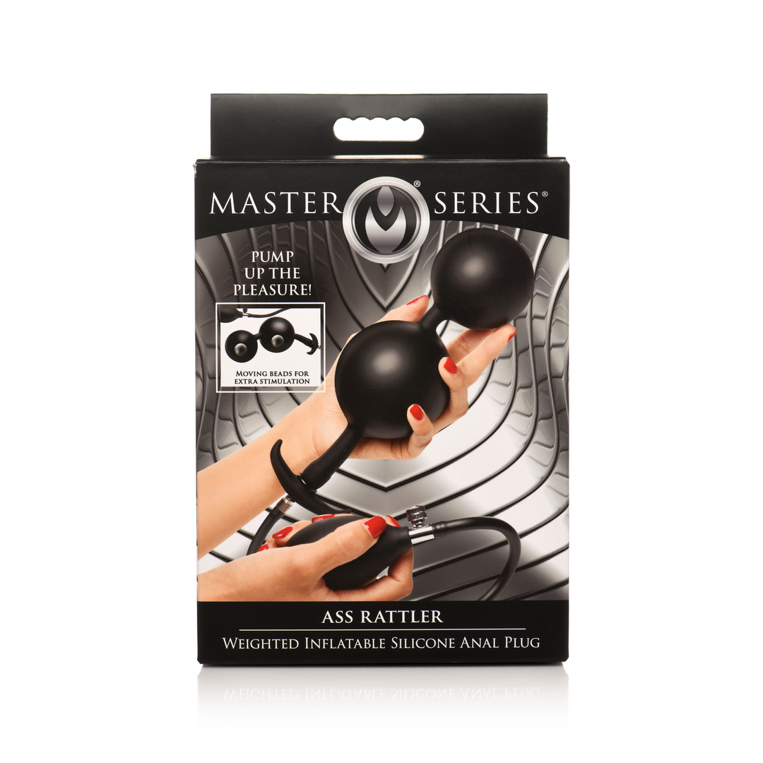 Analplug Ass Rattler aufblasbar mit Gewicht Silikon Schwarz 12 cm
