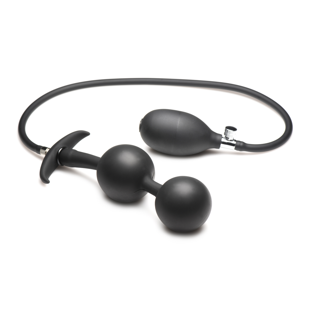 Analplug Ass Rattler aufblasbar mit Gewicht Silikon Schwarz 12 cm
