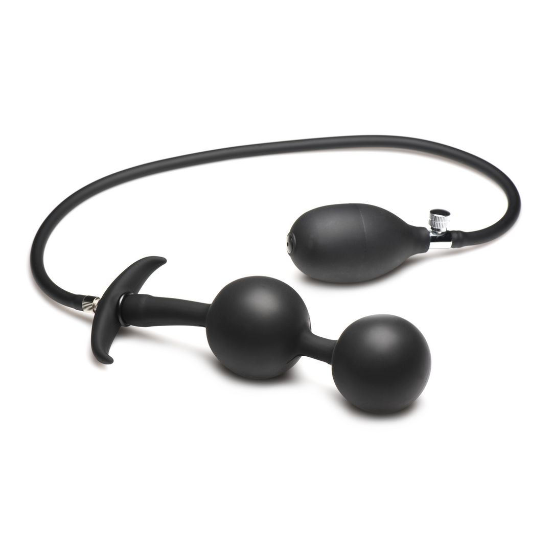 Analplug Ass Rattler aufblasbar mit Gewicht Silikon Schwarz 12 cm