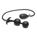 Analplug Ass Rattler aufblasbar mit Gewicht Silikon Schwarz 12 cm