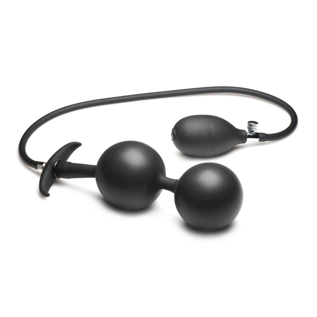 Analplug Ass Rattler aufblasbar mit Gewicht Silikon Schwarz 12 cm
