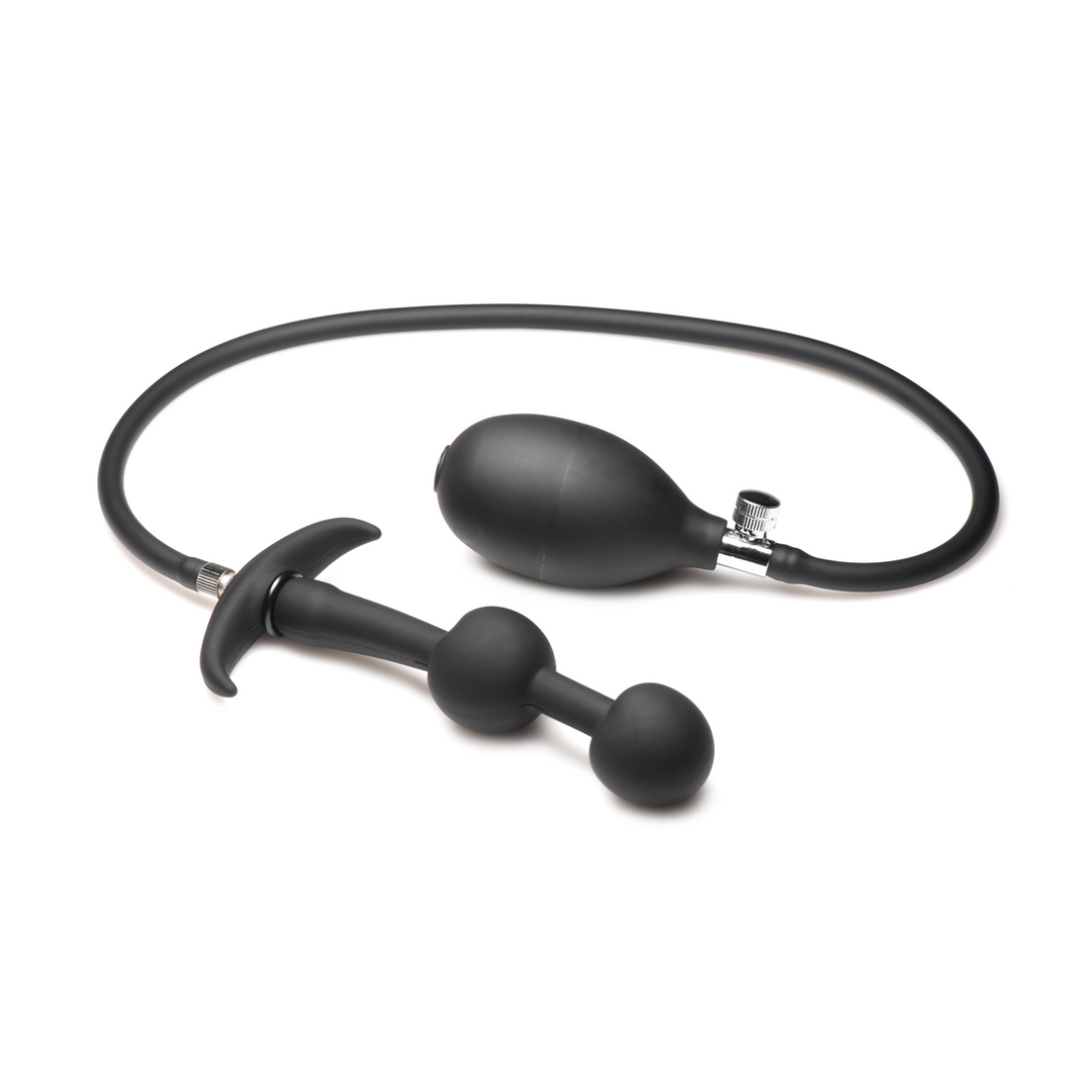 Analplug Ass Rattler aufblasbar mit Gewicht Silikon Schwarz 12 cm
