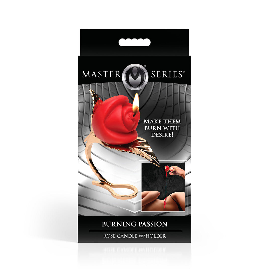Massagekerze Burning Passion Rose mit Halter Rot und Gold – Ansicht 3