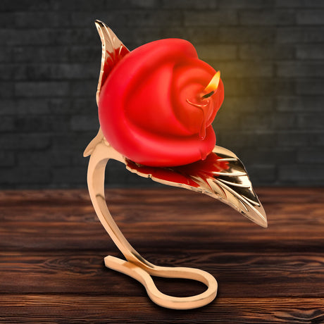 Massagekerze Burning Passion Rose mit Halter Rot und Gold – Ansicht 4