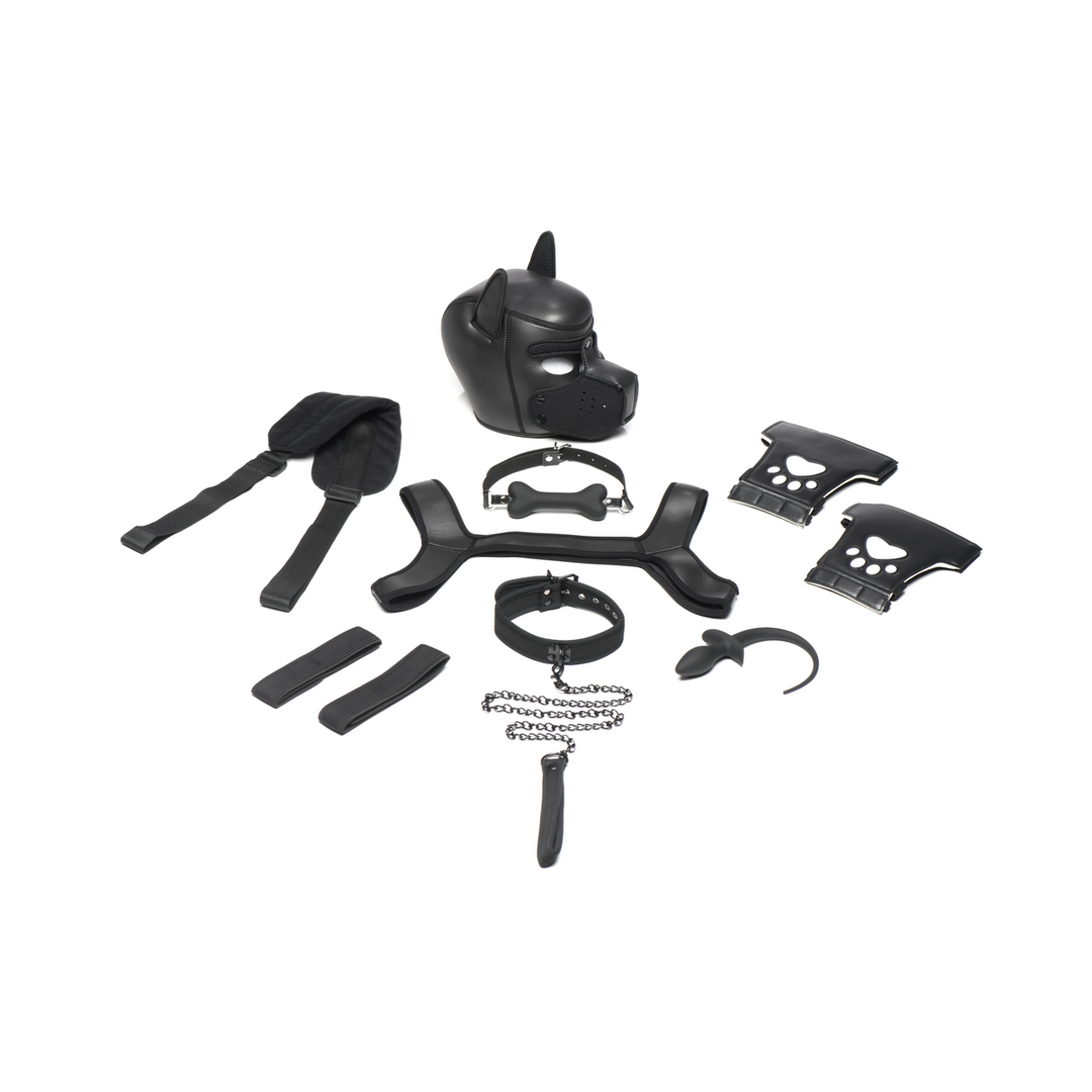 Puppy-Play-Set Neopren Schwarz Einheitsgröße