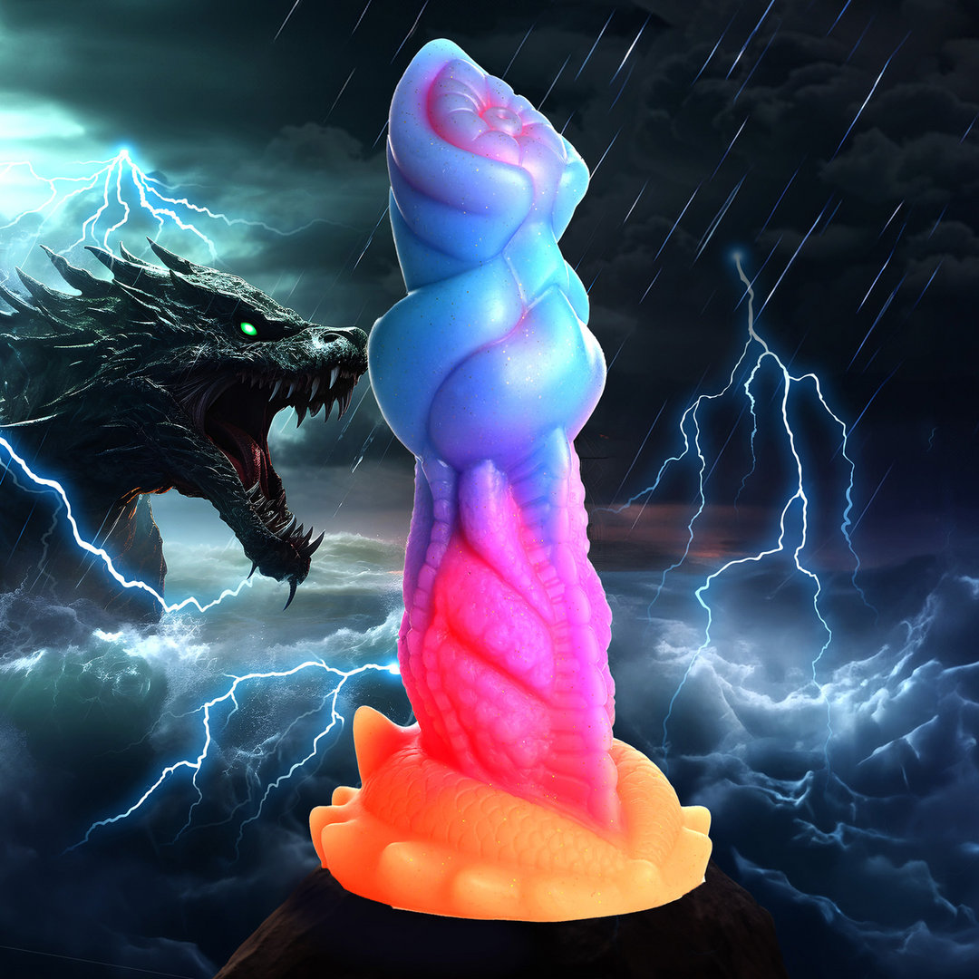 Dildo Aqua nachtleuchtend Silikon Regenbogen 16,5 cm