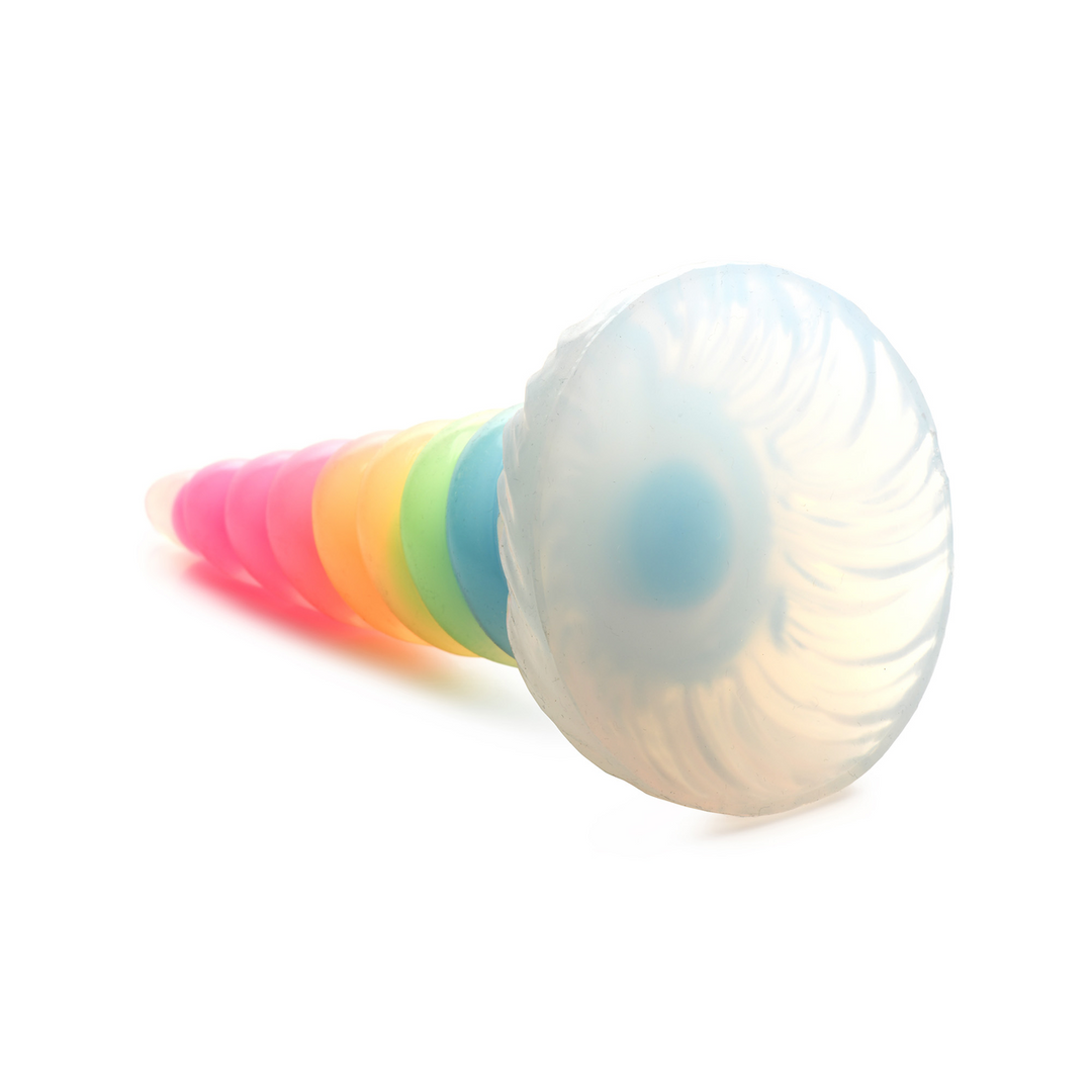 Dildo UniGlow nachtleuchtend Silikon Regenbogen 16,5 cm