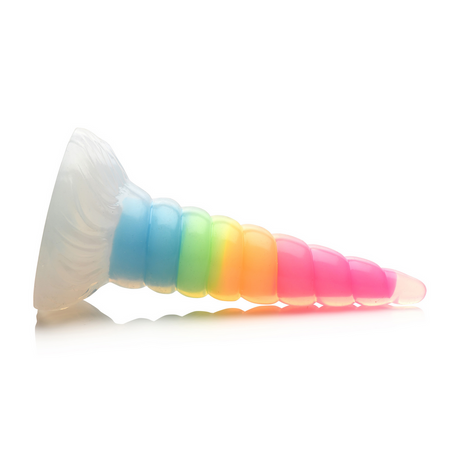 Dildo UniGlow nachtleuchtend Silikon Regenbogen 16,5 cm