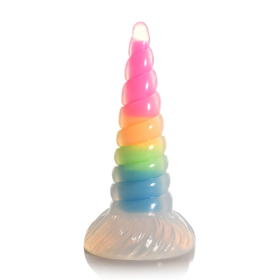 Dildo UniGlow nachtleuchtend Silikon Regenbogen 16,5 cm