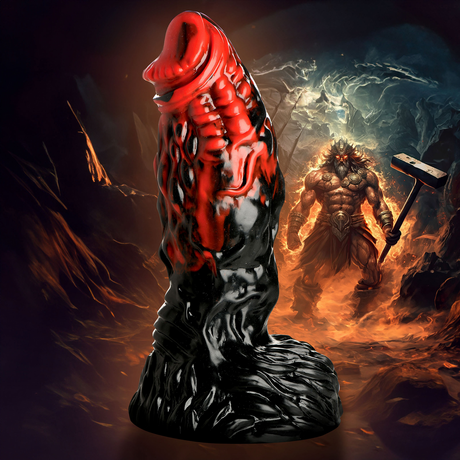 Dildo Vulkan Silikon Schwarz/Rot 17,8 cm