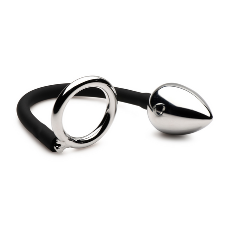 Penis- und Hodenring mit Analplug Schwarz 5,8 cm