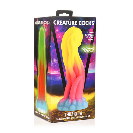 Dildo Tenta Glow nachtleuchtend Silikon Regenbogen 19,1 cm