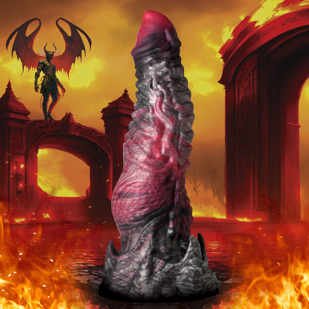 Dildo Hades Silikon Schwarz/Rot 20,3 cm