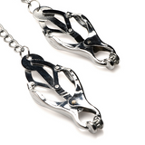 Nippelklemmen Tyrann Kleeblatt mit Noppen Schwarz/Silber 56,5 cm