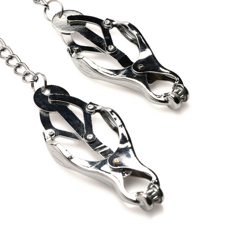 Nippelklemmen Tyrann Kleeblatt mit Noppen Schwarz/Silber 56,5 cm