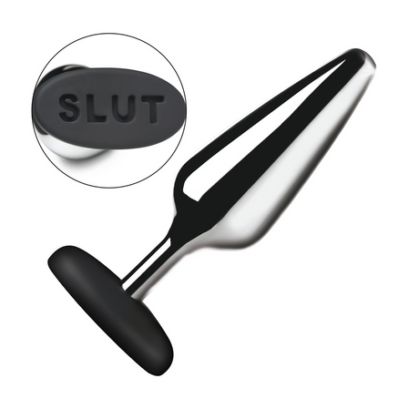 Analplug Butt Slut Metall und Silikon Schwarz/Silber 11,9 x Ø 4,8 cm