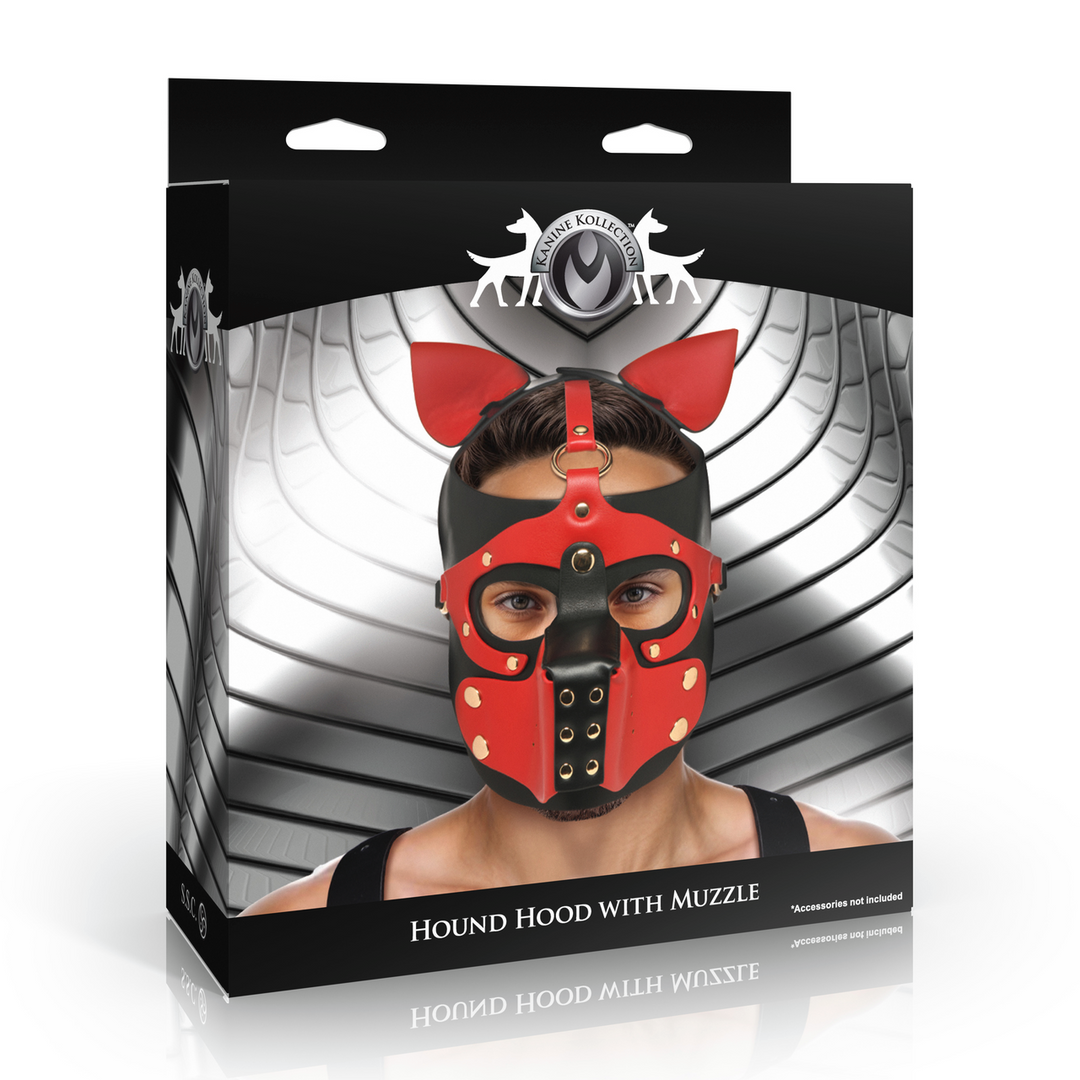 Maske Hound mit Maulkorb Schwarz/Rot