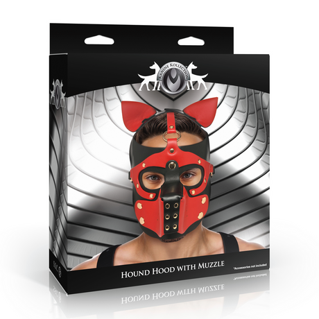 Maske Hound mit Maulkorb Schwarz/Rot