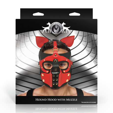 Maske Hound mit Maulkorb Schwarz/Rot
