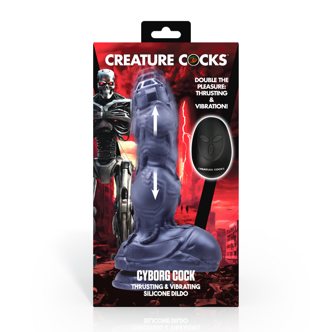 Dildo Cyborg stoßend und vibrierend Silikon Silber 16,7 x Ø 6,4 cm