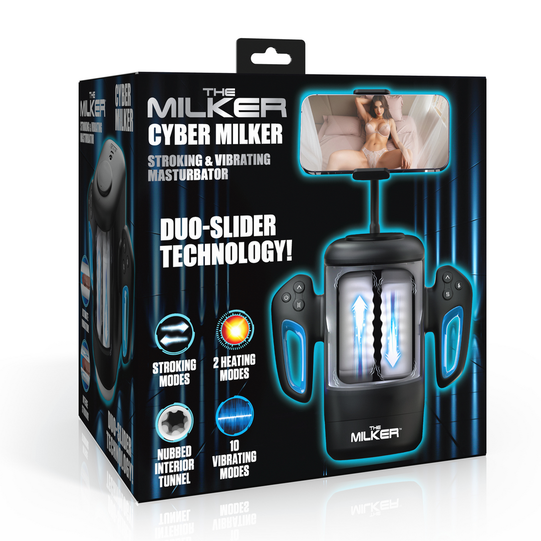 Masturbator Cyber Milker vibrierend mit Handyhalter Schwarz/Durchsichtig 18,3 x Ø 10,5 cm