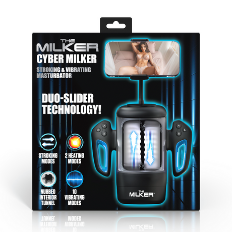 Masturbator Cyber Milker vibrierend mit Handyhalter Schwarz/Durchsichtig 18,3 x Ø 10,5 cm