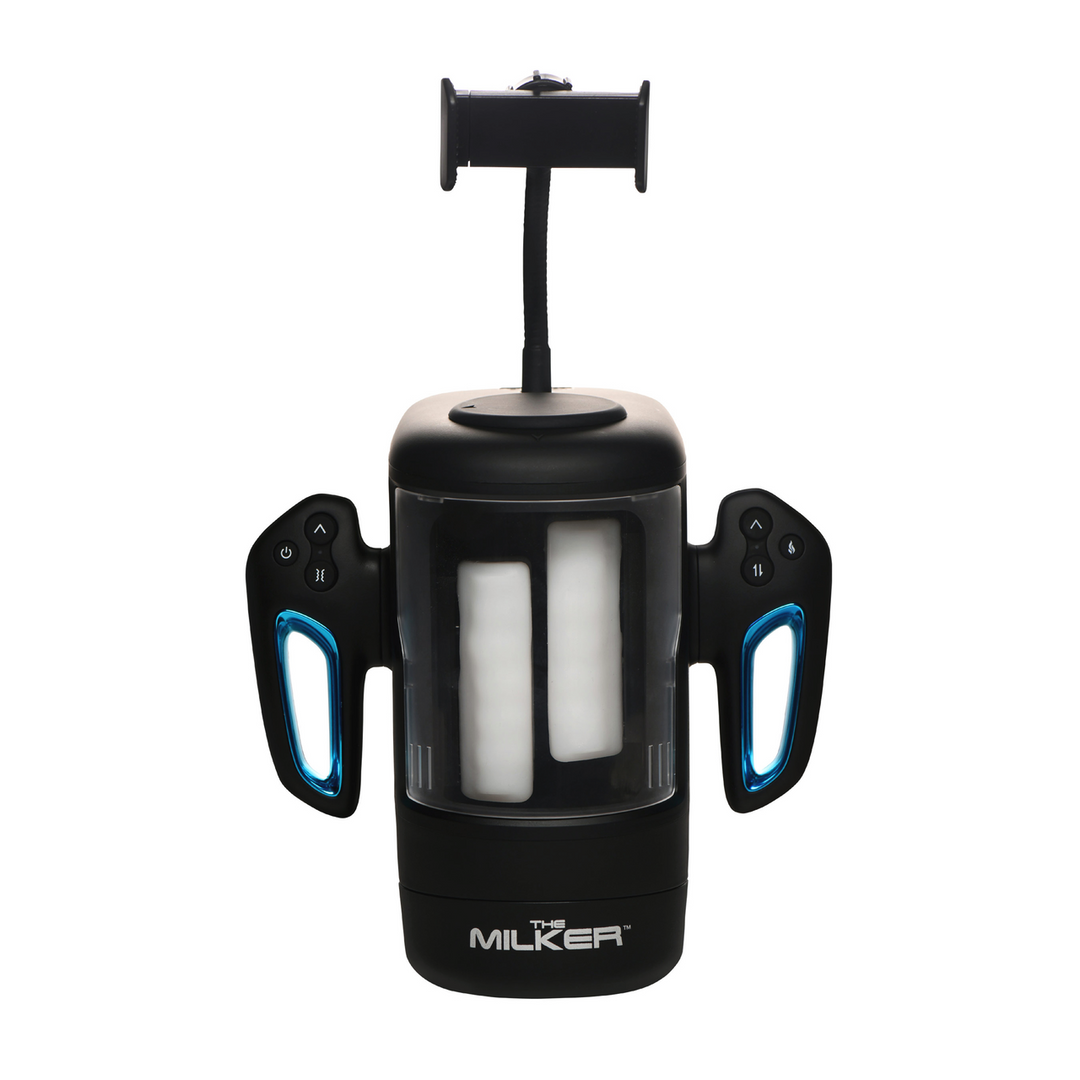 Masturbator Cyber Milker vibrierend mit Handyhalter Schwarz/Durchsichtig 18,3 x Ø 10,5 cm