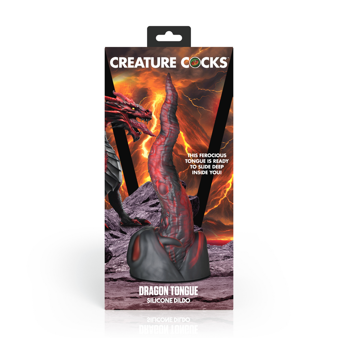 Dildo Dragon Tongue Silikon Schwarz/Rot 20,1 x Ø 6,1 cm