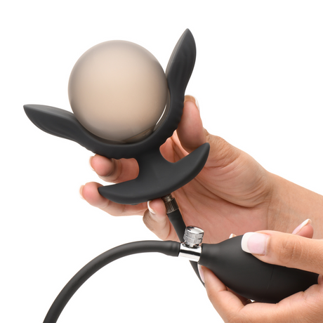 Analplug Dunkle Perle aufblasbar vibrierend mit Fernbedienung Schwarz 10,4 x Ø 11,4 cm