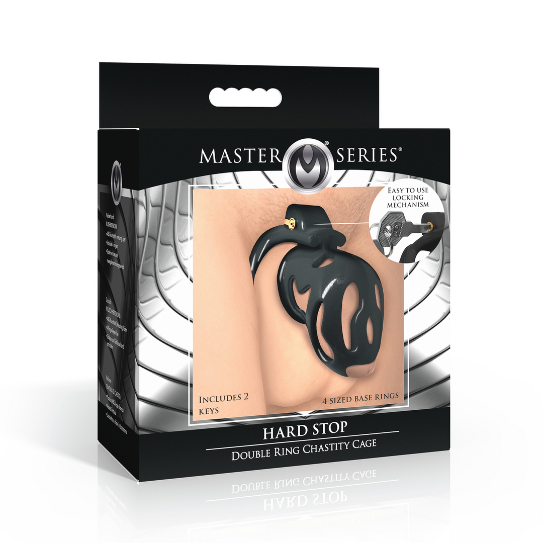 Peniskäfig Hard Stop mit Doppelring Schwarz 5,3 cm