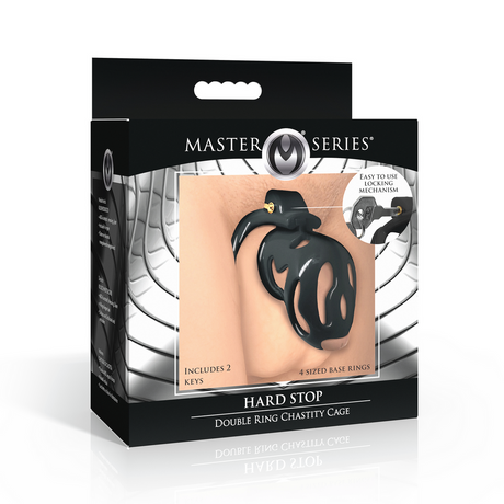 Peniskäfig Hard Stop mit Doppelring Schwarz 5,3 cm