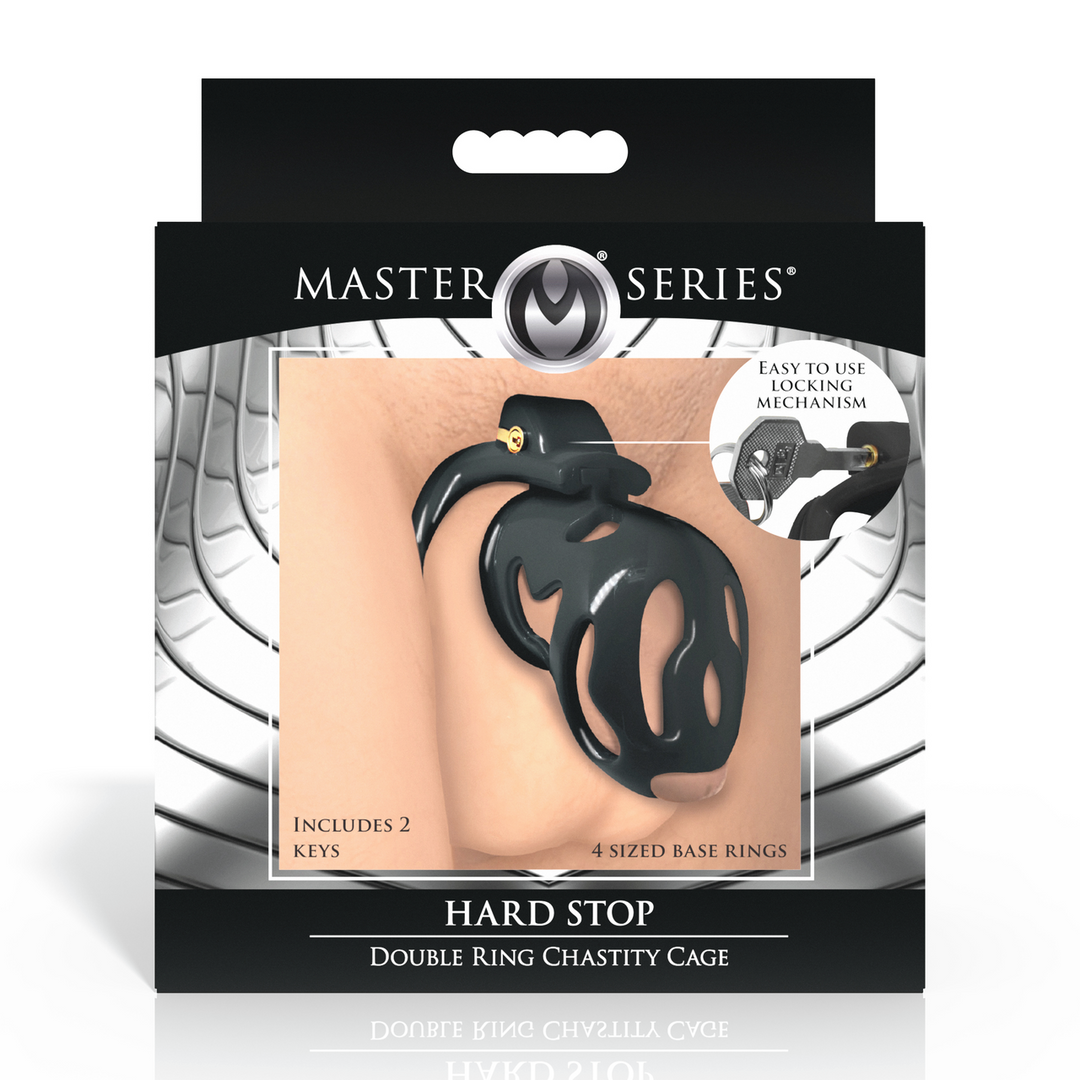 Peniskäfig Hard Stop mit Doppelring Schwarz 5,3 cm