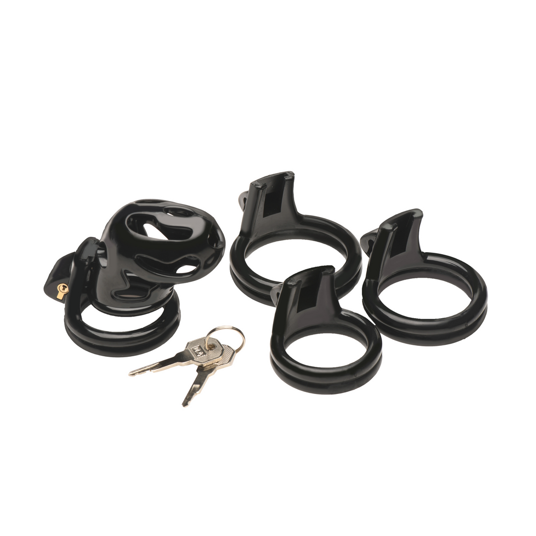Peniskäfig Hard Stop mit Doppelring Schwarz 5,3 cm