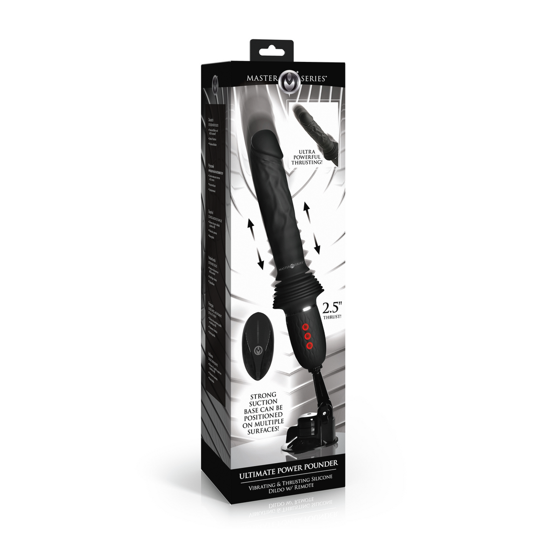 Realistischer Vibrator Power Pounder stoßend Silikon mit Fernbedienung Schwarz 17,8 x Ø 4,3 cm
