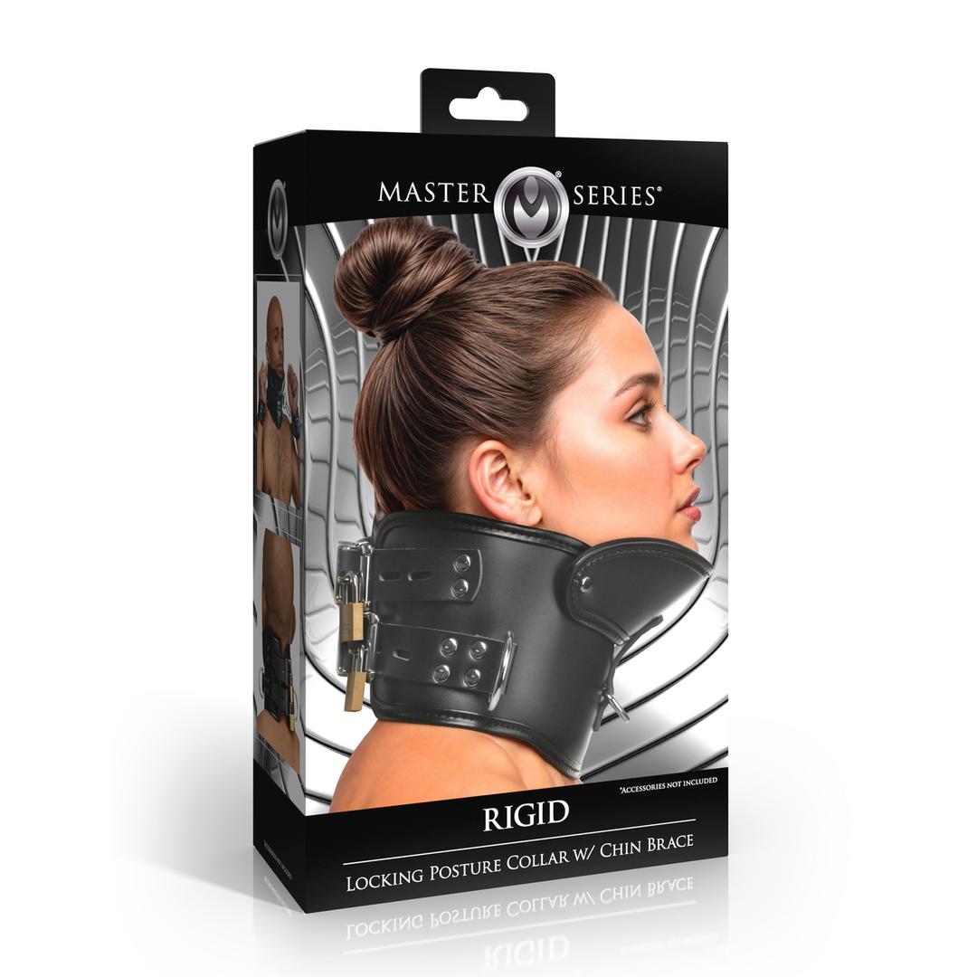 Halsband Rigid Haltungskragen abschließbar mit Kinnstütze Schwarz 56,8 cm